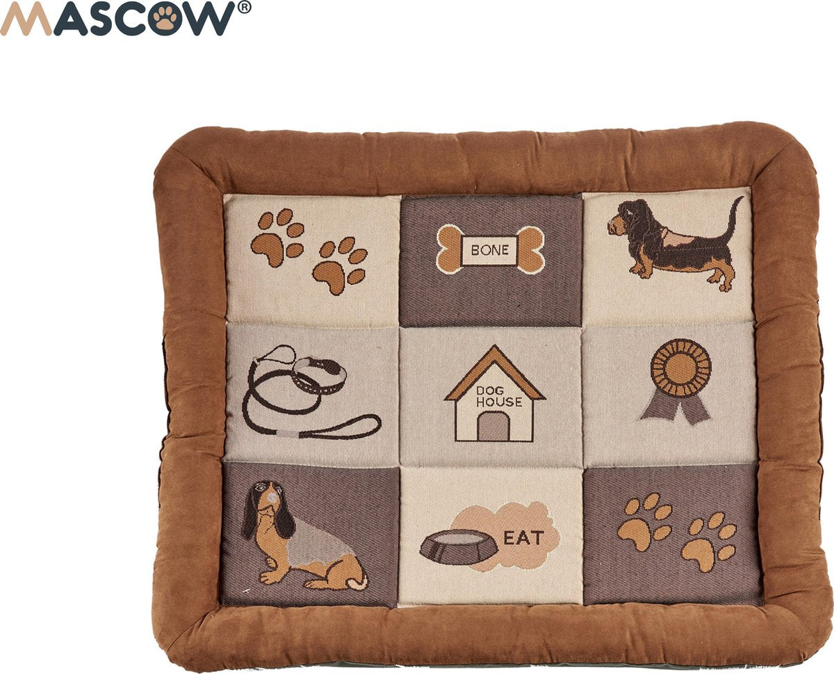 Hondenkussen - Met Patchwork - Hondenmand - Honden Ligbed - Hondenbed - Slaapkussen - Hondenslaapkussen - Bruin Slaapkussen Hond - 74 x 61 x 6.5 cm