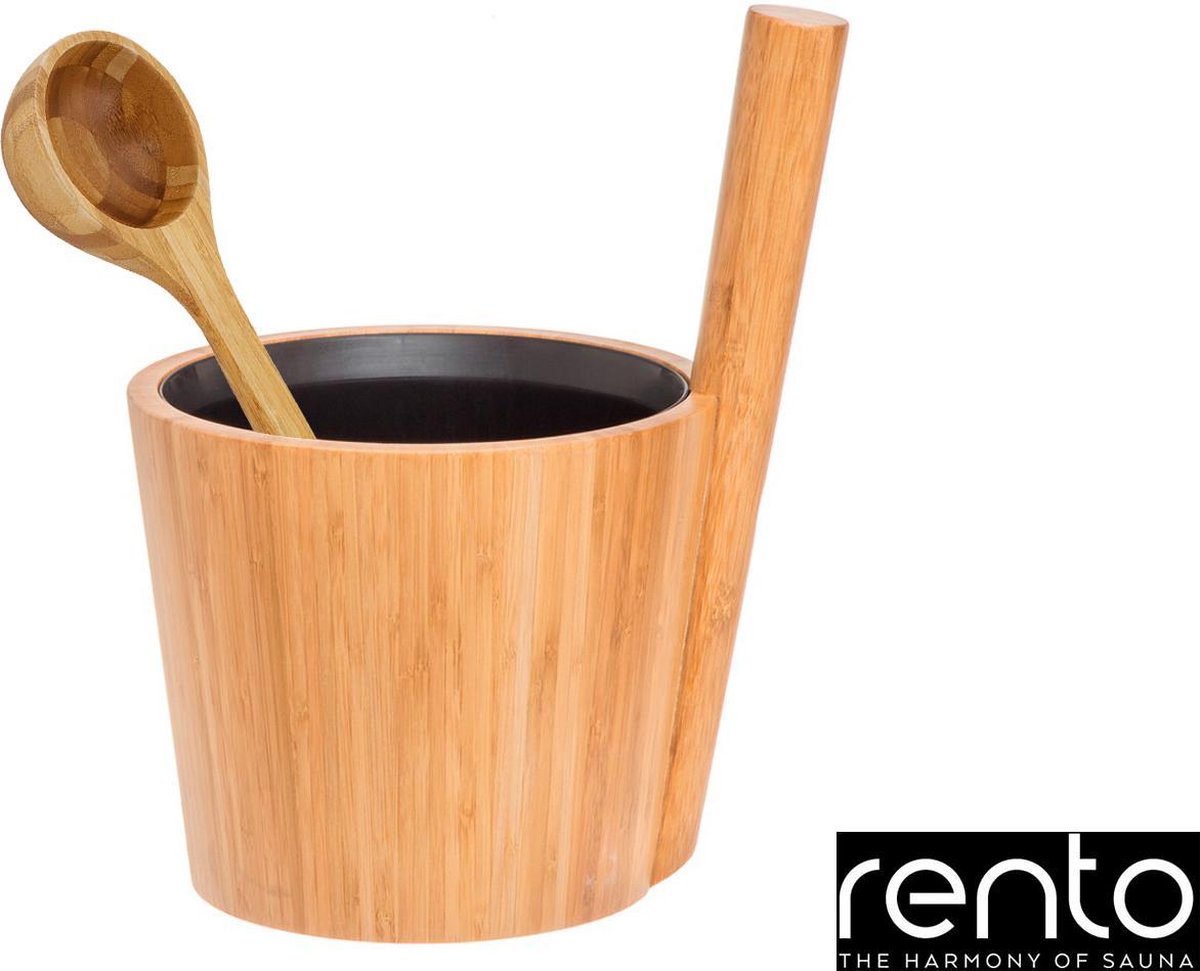 Rento Sauna Emmer met Lepel - Bamboe (5L)