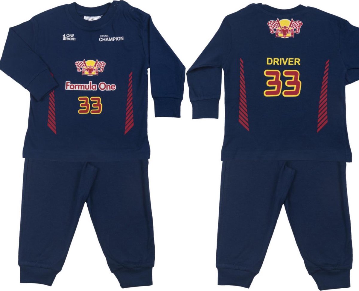 Fun2Wear Formula One (Formule 1) baby/kleuter/kinder/tienerpyjama (Formule 1) baby/kleuter/kinder/tienerpyjama - Blauw - Maat 104