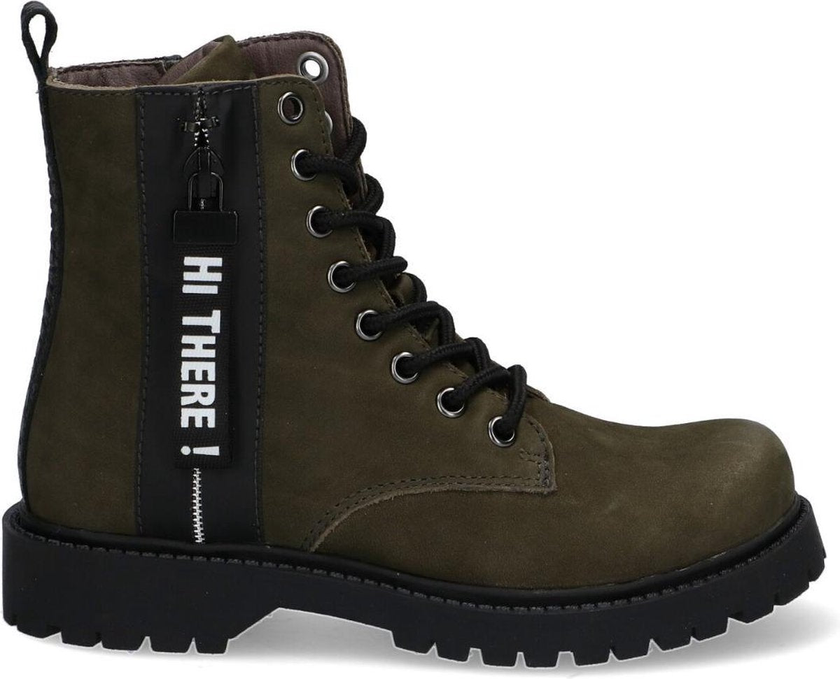 Braqeez Belle Boot Meisjes Biker Boots - Groen - Nubuck - Ritssluiting