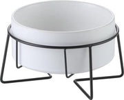 ElegaPet Honden Drink en Voerbak Wit + Ijzer Standaard - 1x Keramieke Drinkbak + Ijzer Onderframe - Design item voor in huis - Hond
