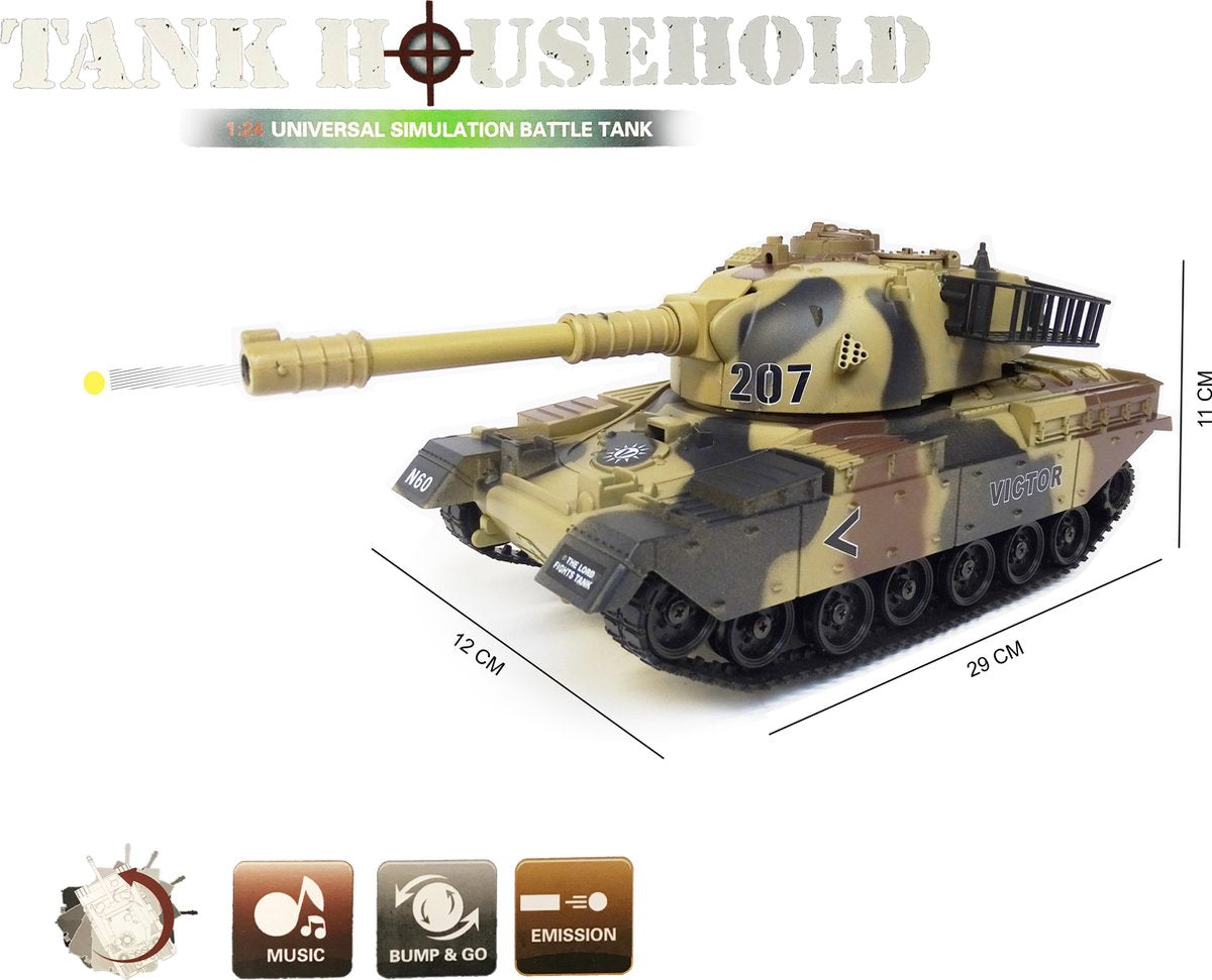 Tank US M60 met geluid en kan bewegen - schiet plastiek balletjes - speelgoed tank 29CM 1:24 (incl. batterijen)