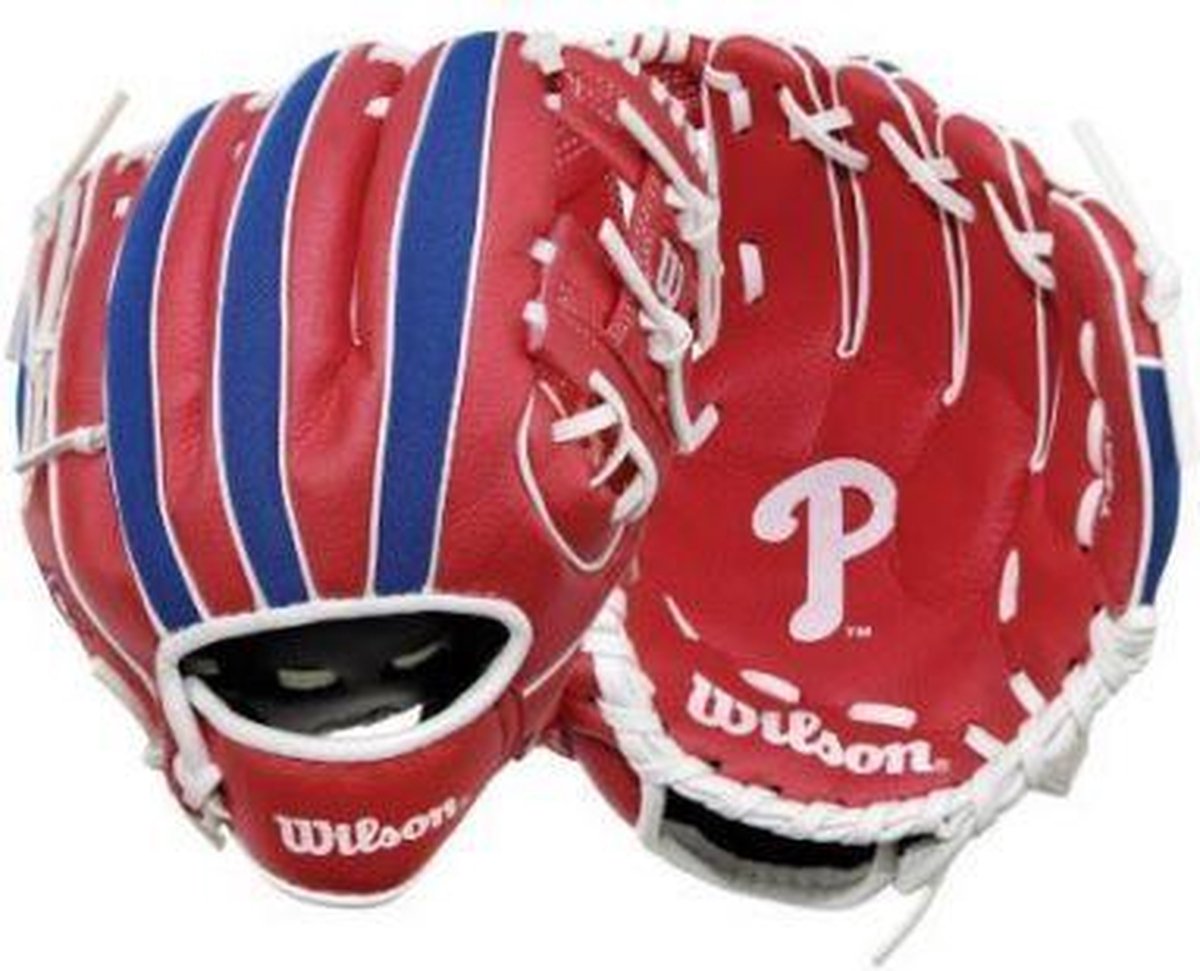 Wilson WTA02RB16 Jeugd Honkbalhanschoen 10 Inch MLB Team Phillies - Linkshandig vangen