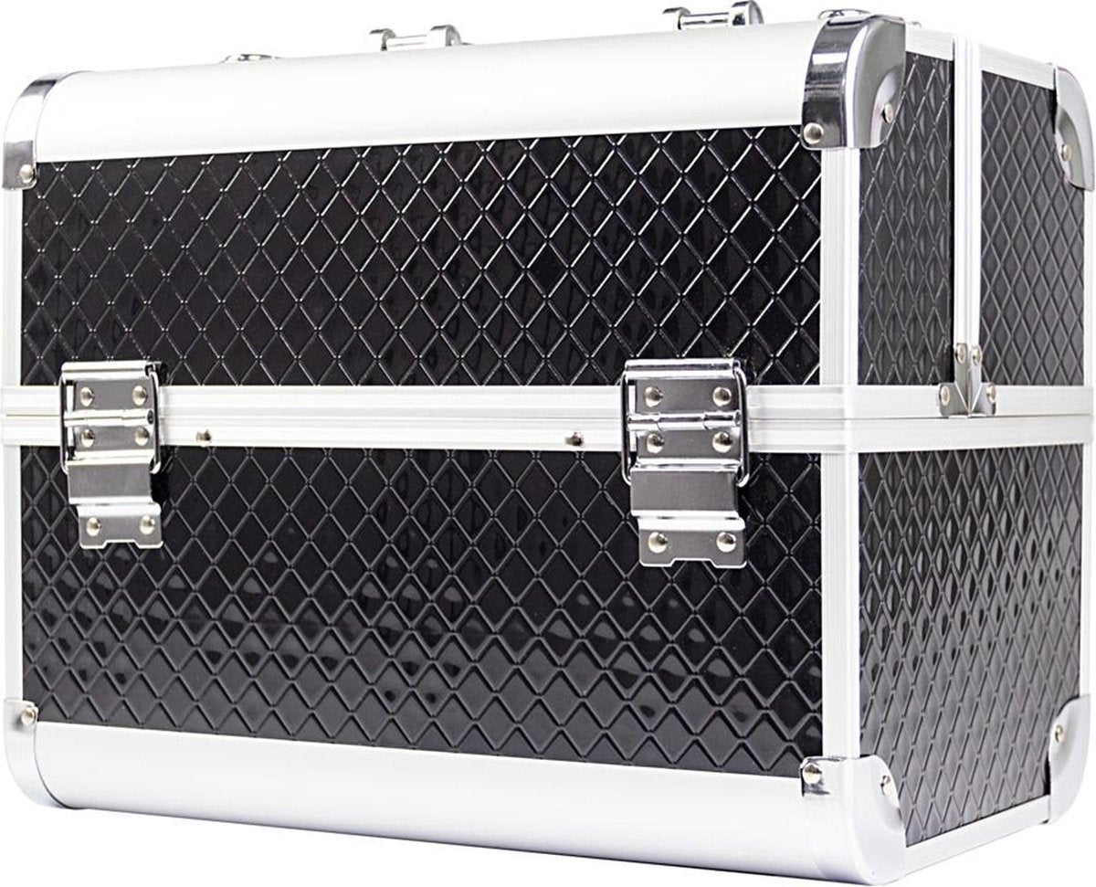 Aluminium Koffer Zwart geruit- Make-up koffer- Beautycase-Visagie koffer - Cosmetica koffer - Beauty case - Nagelstyliste koffer - Make up case- Manicure