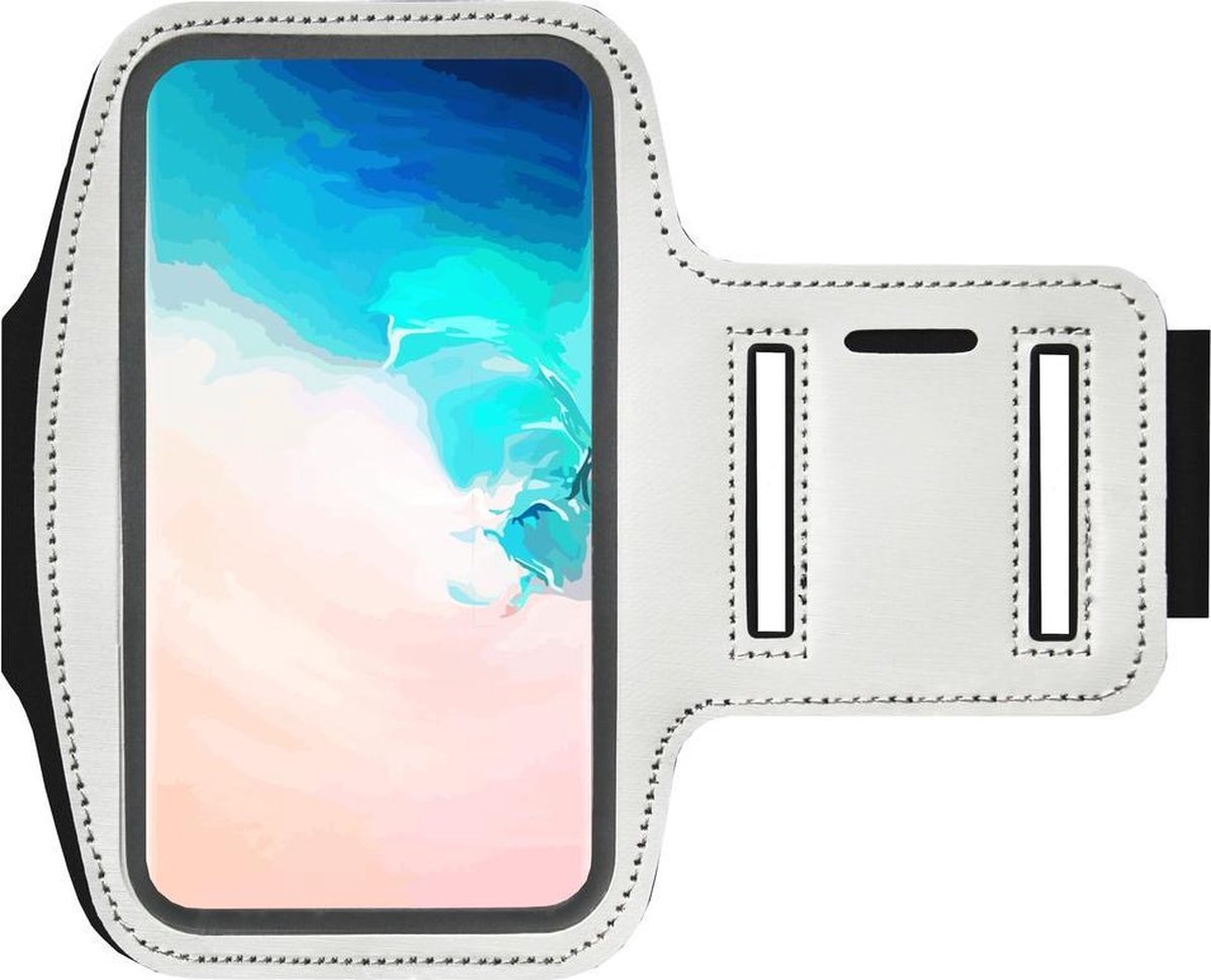 ADEL Sportarmband 5.5 Inch Microfiber Hoesje voor Samsung Galaxy S9 (Plus) - Wit