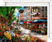 Bloemen in Amsterdamse straat - Schilderen op nummer - Met frame - 40x50 cm