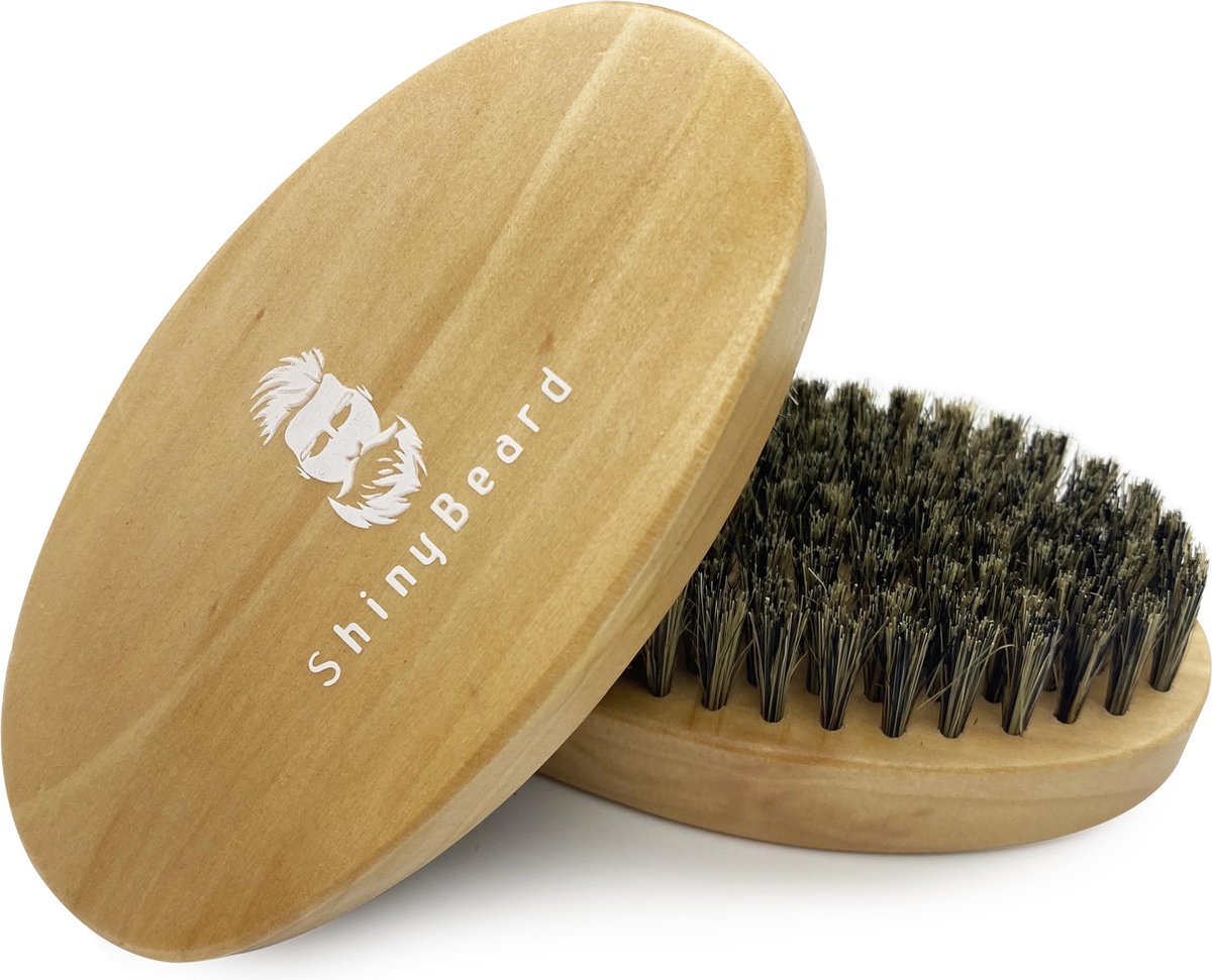 ShinyBeard Baardborstel - Baardstijler - Baardolie - Baardkam - Hout - Baardgroei - Naturel