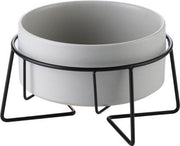 ElegaPet Honden Drink en Voerbak Grijs + Ijzer Standaard - 1x Keramieke Drinkbak + Ijzer Onderframe - Design item voor in huis - Hond