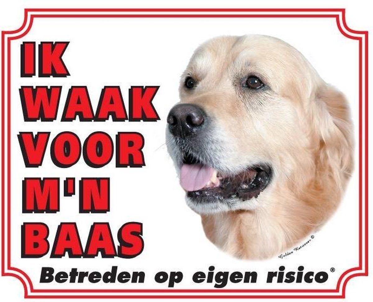 Waakbord 07 Golden Retriever 20x25cm