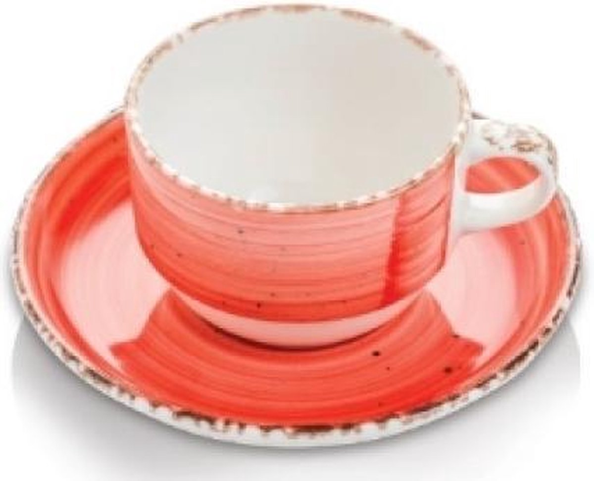 Gural Ent color Set 6 Tas en Ondertas 17cl Rood 617337