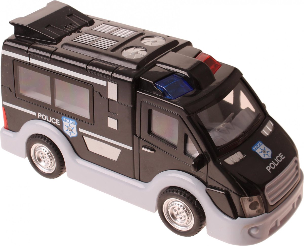 2-play Politiebus Met Licht En Geluid 17 Cm Zwart