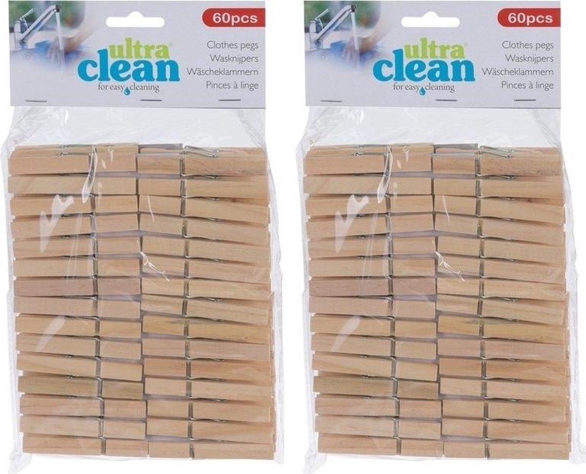 120x Houten wasknijpers 7 cm - voordelige knijpers / wasspelden