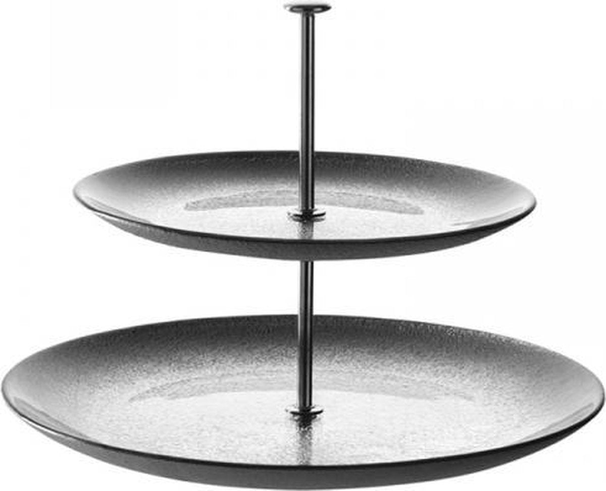 Leonardo Vivo Etagère 2-laags grijs/zilver 25 cm