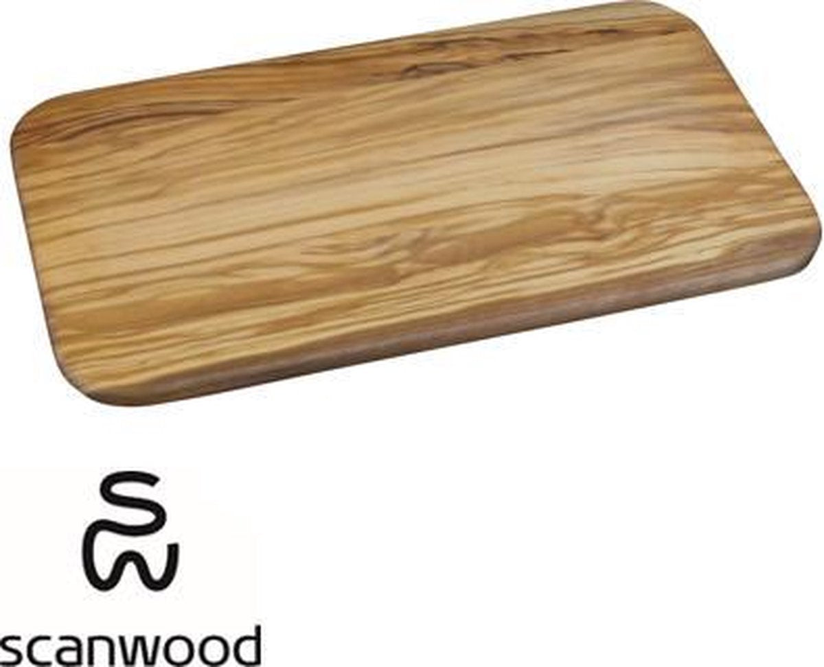 Scanwood snijplank / serveerplank met afgeronde hoeken olijfhout