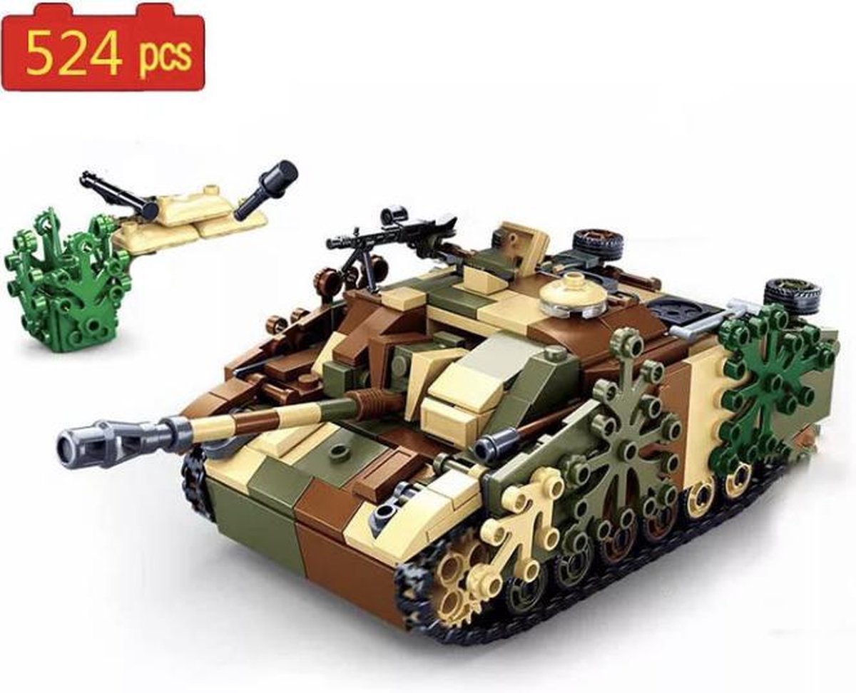 C13 - Duitse Sturmgeschutz III - 524 onderdelen en 3 mini-figuren - WW2 Bouwstenen