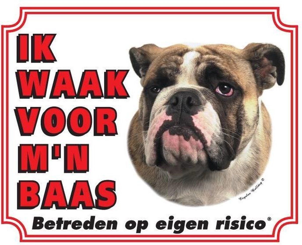 Engelse Bulldog Waakbord - Ik waak voor mijn baas