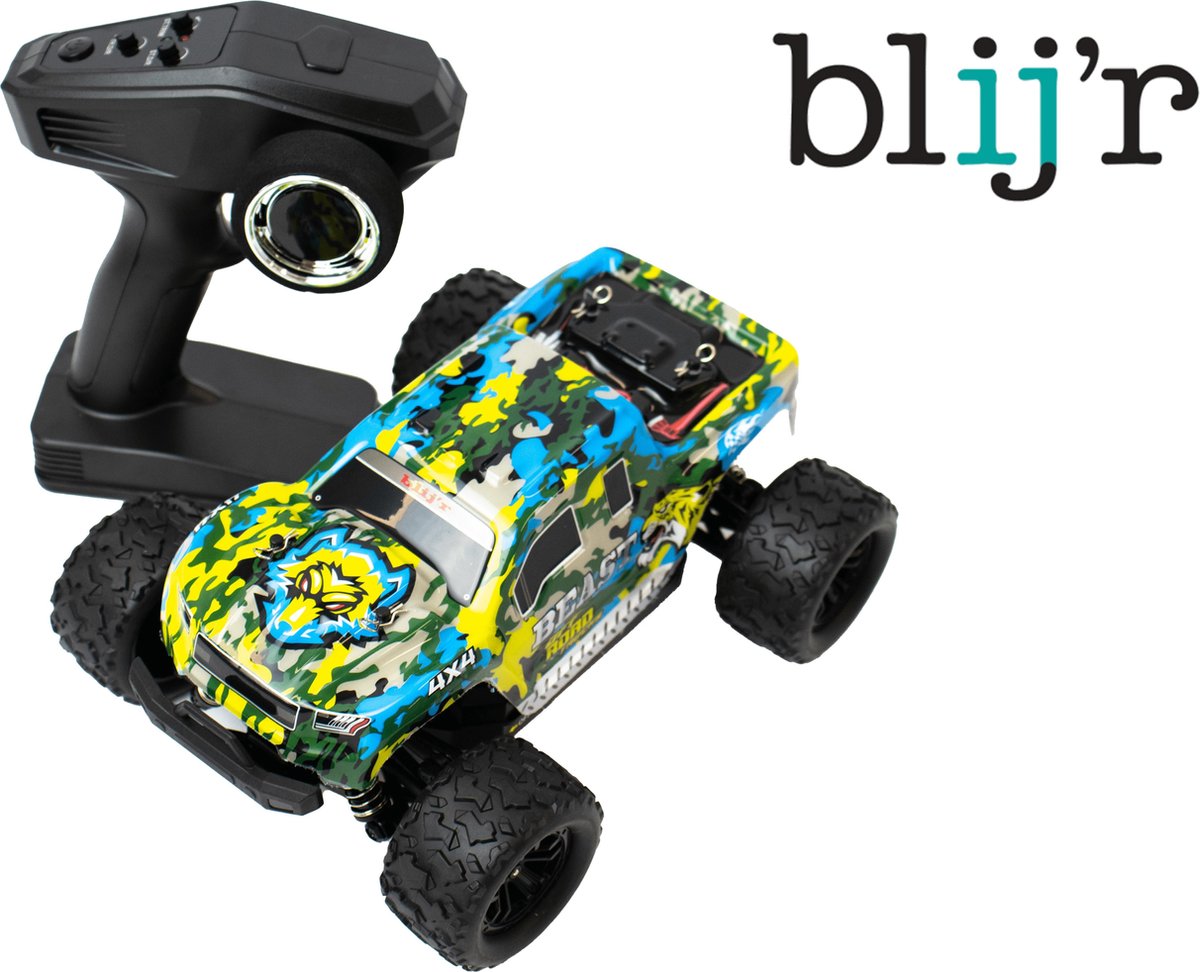 Blij'r Beast - RC Monster Truck 1:18 4WD RTR met extra accu 40 km/h - Blauw