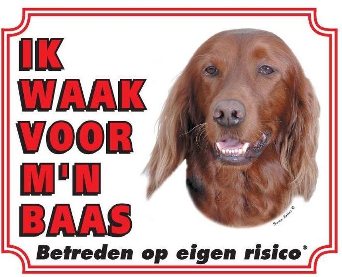 Ierse Setter Waakbord - Ik waak voor mijn baas