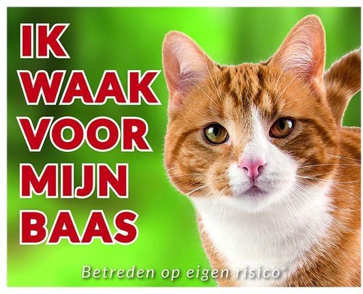 Katten Waakbord - Ik waak voor mijn baas Rood