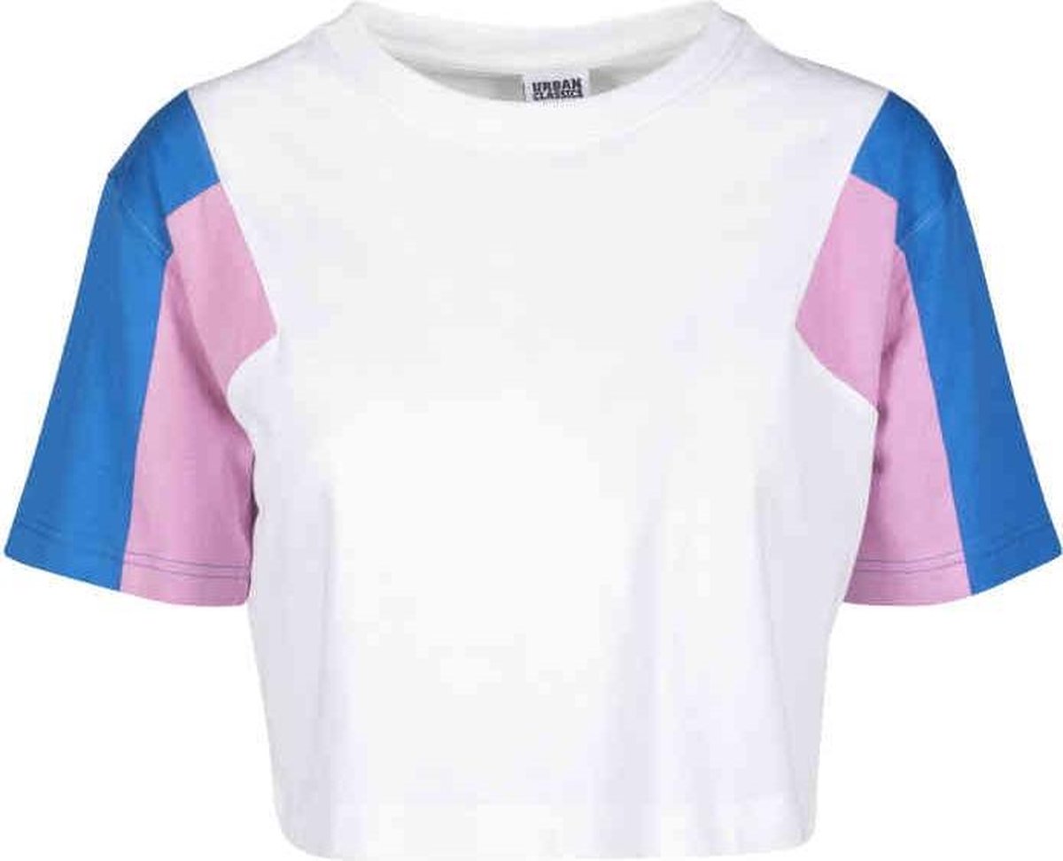 Urban Classics Crop top -XS- 3-Tone Short Oversize Blauw/Roze