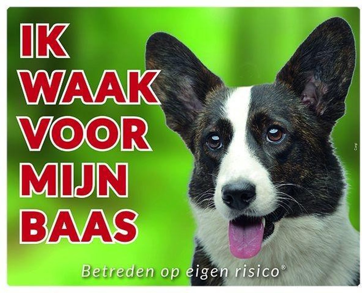 Corgi Brindle Waakbord - Ik waak voor mijn baas