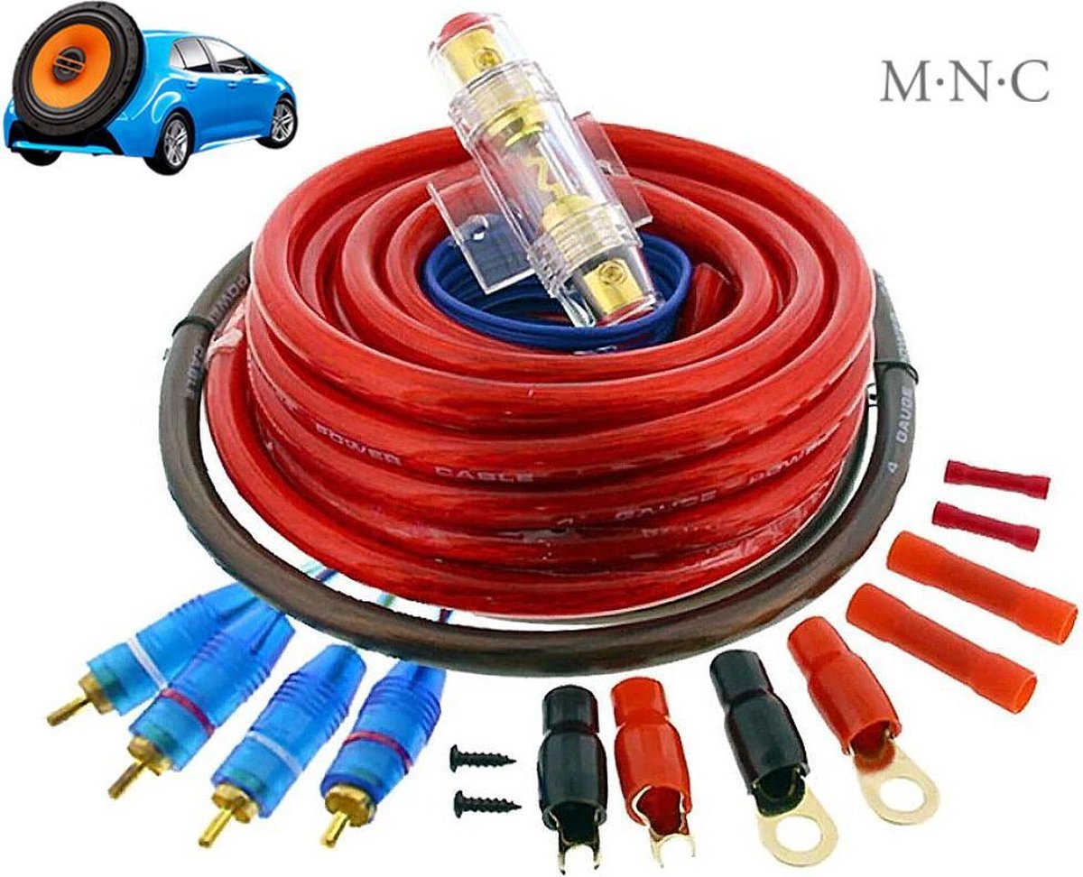 MNC - Subwoofer en Versterker Aansluitset - Kabels voor Auto Subwoofer - 21 delige Kabelset - 800W