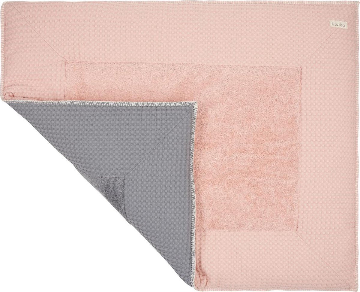 Koeka Boxkleed wafel Amsterdam - shadow pink/steel grey 75x95cm