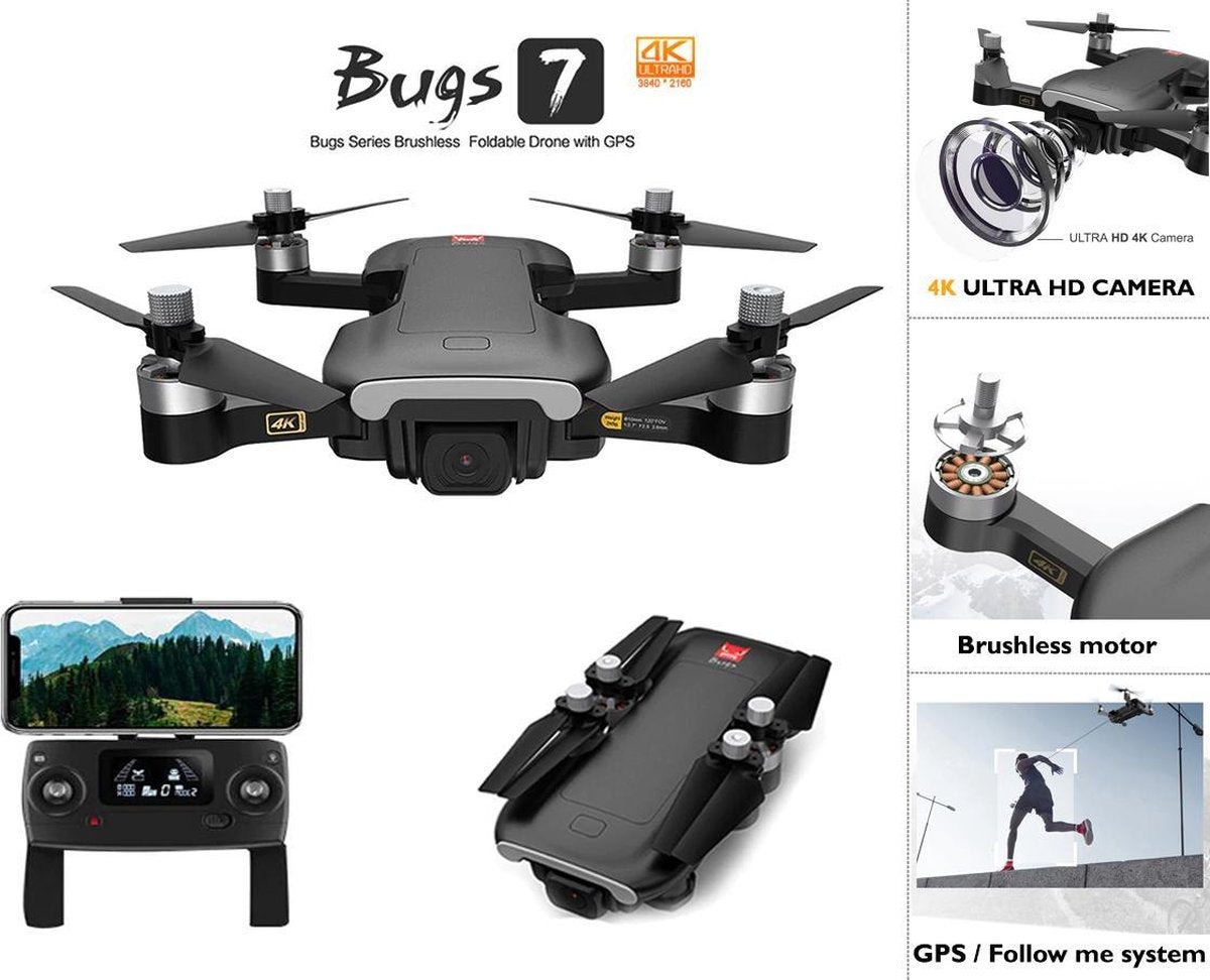 4k Ultra HD Camera Drone quadcopter - Burshless motoren - Bugs 7 MJX- GPS/follow me/terug keer systeem