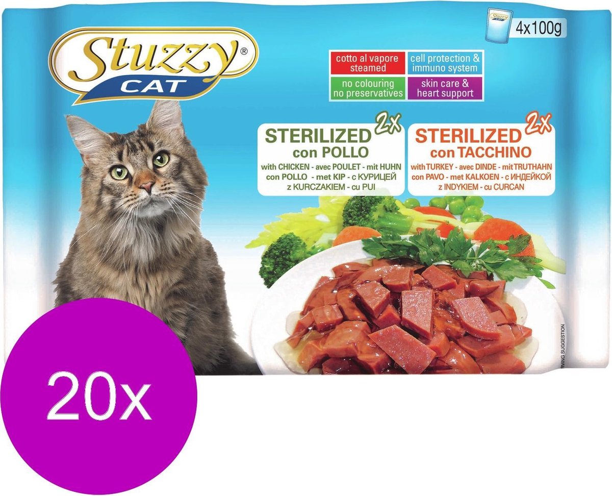 Stuzzy Multi-Pack Pouch - Kattenvoer - 20 x Kip Kalkoen 4x100 g