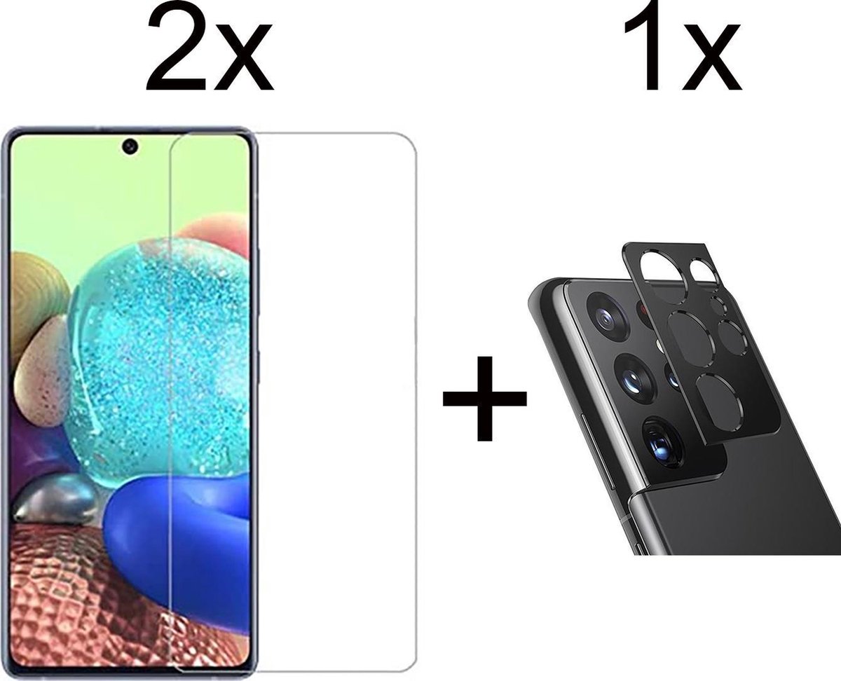 Beschermglas Samsung A32 5G screenprotector 2 stuks - Samsung Galaxy A32 5G screen protector camera lens - 1 stuk - Samsung Galaxy A32 5G screenprotector glas