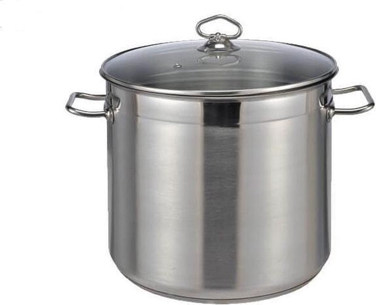 Haushalt Soeppan met glazen deksel - 17 liter- RVS