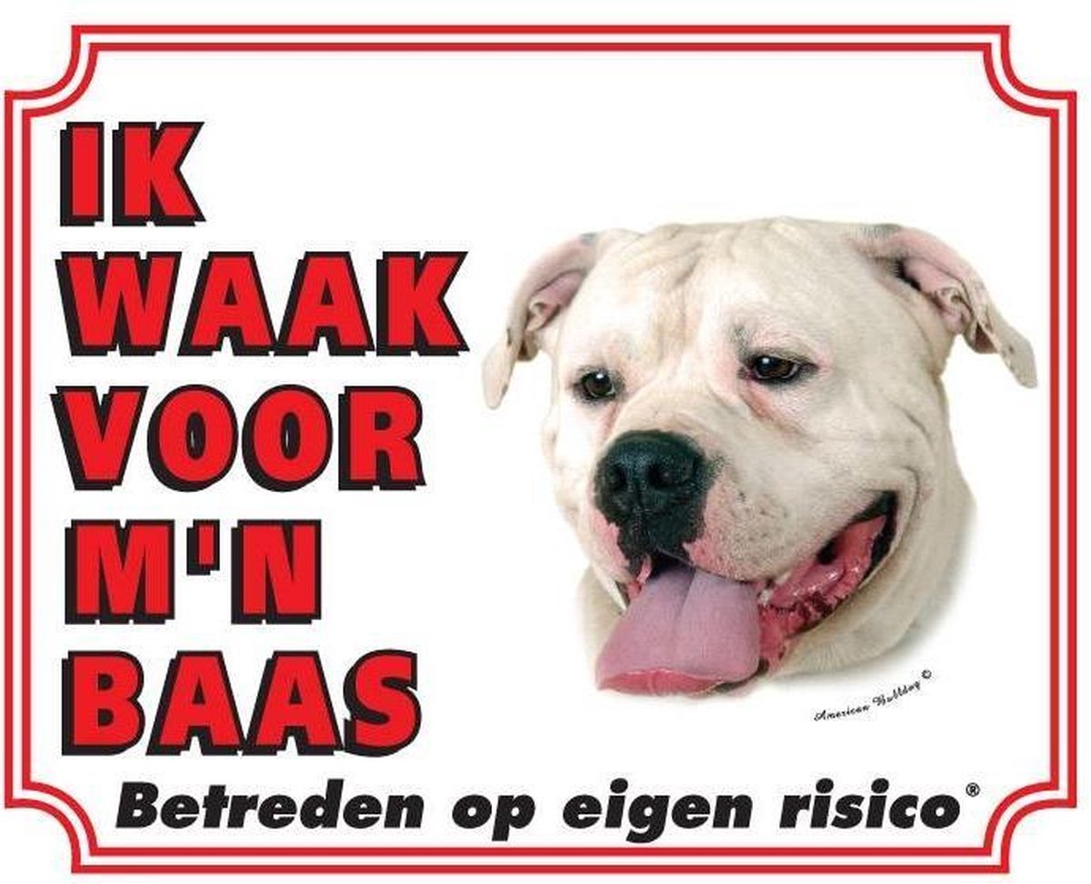 Waakbord 50 American Bulldog 20x25cm