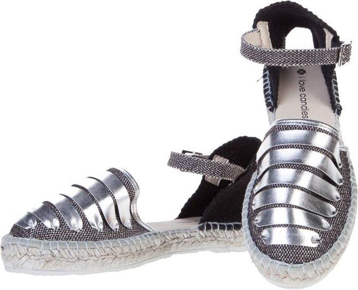 I love candies espadrilles - maat 40 - dames - zwart - zilver - metallic