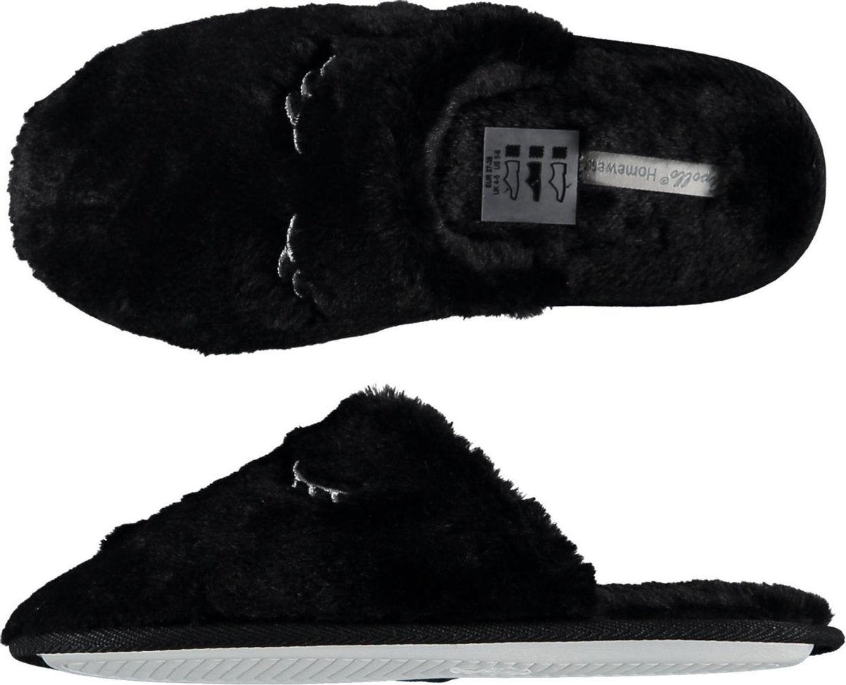 Sloffen - Pantoffels dames - Pantoffels - Sloffen dames - Instap sloffen - Oogjes - Zwart - Maat 37/38