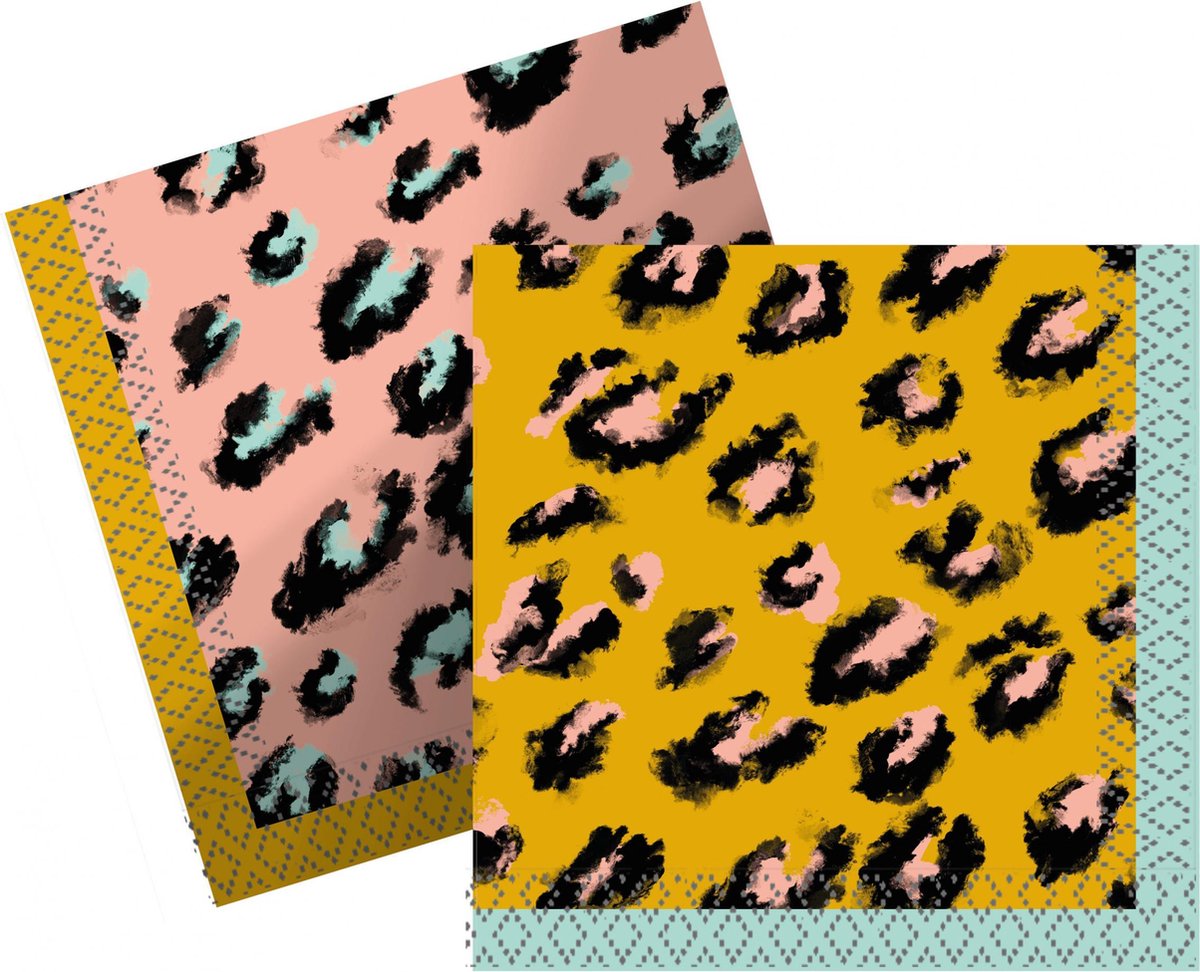 Arditex Servetten Funky Leopard 33 Cm Papier Roze 20 Stuks