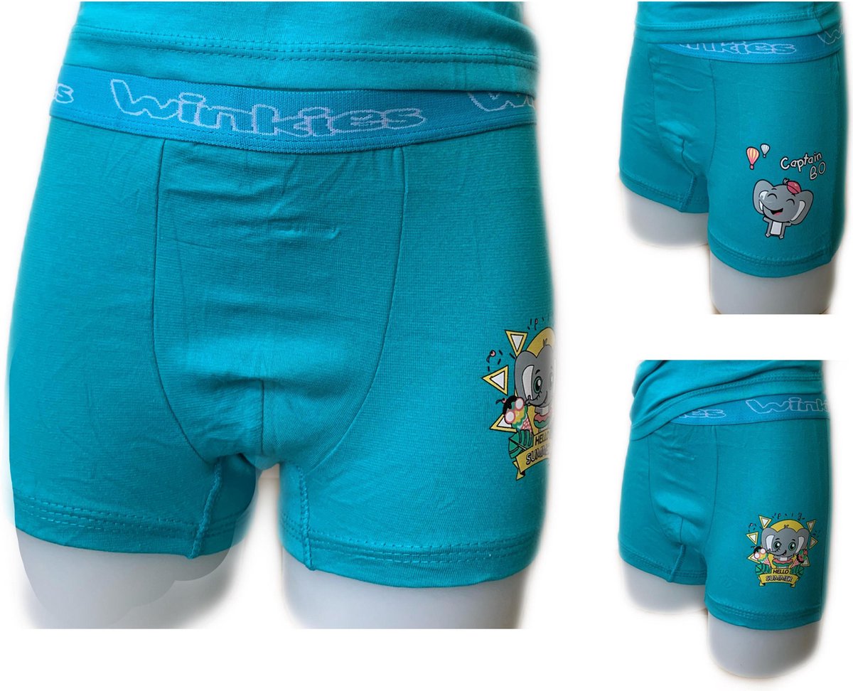 Embrator 2-stuks Jongens Boxershorts met opdruk turquoise 104/110