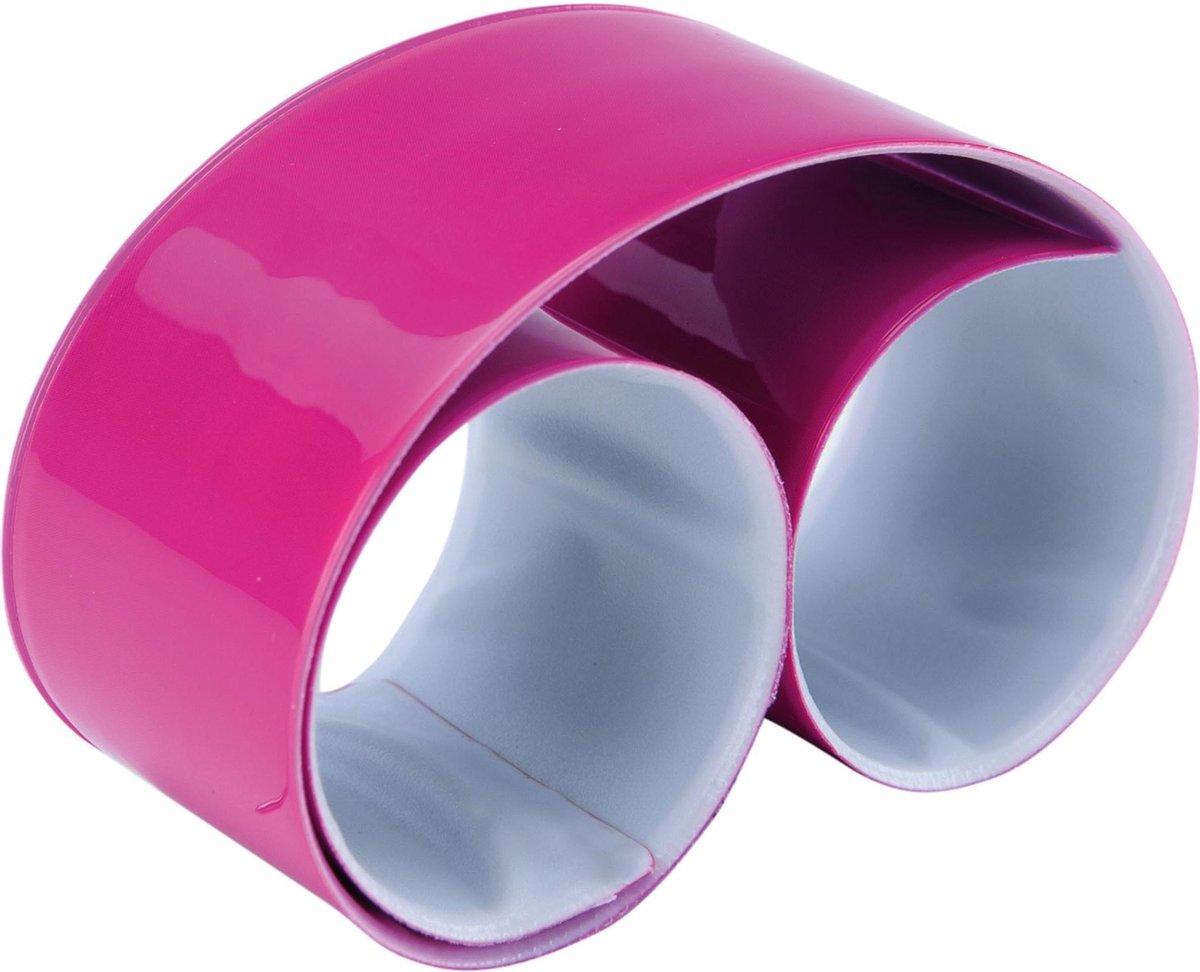 KI0334 KiMood Reflecterende snap/slap warp armband 32 x 3cm – Fuchsia