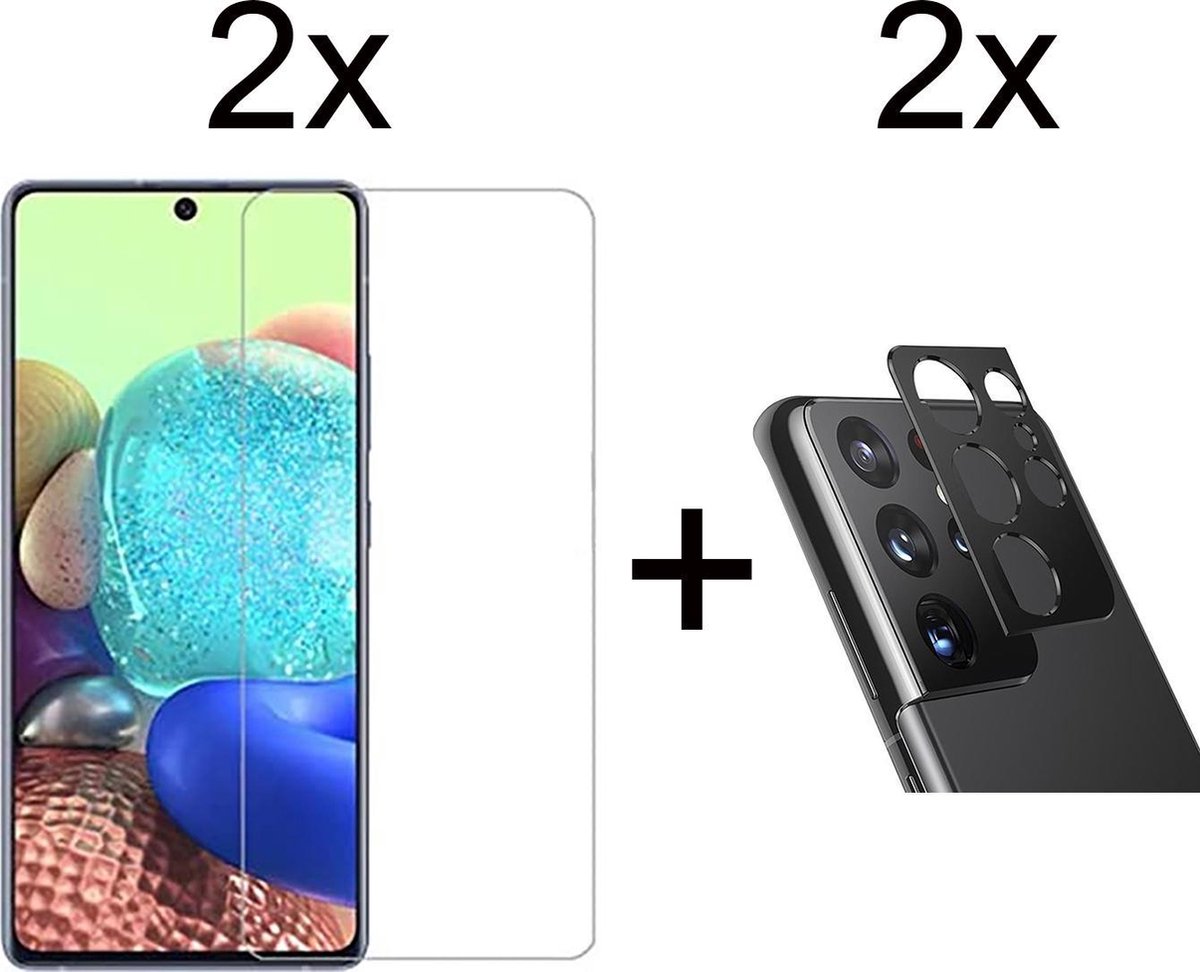 Beschermglas Samsung A32 5G screenprotector 2 stuks - Samsung Galaxy A32 5G screen protector camera lens - 2 stuks - Samsung Galaxy A32 5G screenprotector glas