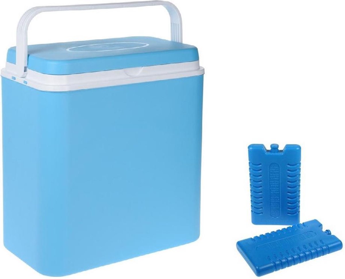 Koelbox lichtblauw 24 liter 39 x 25 x 38 cm incl. 2 koelelementen