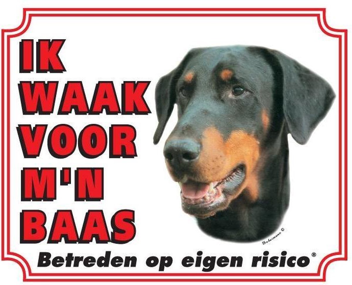 Dobermann Waakbord - Ik waak voor mijn baas