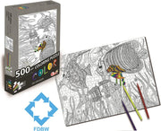 Puzzel Kleuren Volwassenen - Legpuzzel 500 stukjes - Vissen | Kleurplaat Puzzel | Kleurpuzzels voor Volwassenen - Kinderen Puzzel | Puzzel Kleurplaat  - Vis