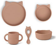 Vivi Complete Eetset | Silicone Set Cat Dark Rose | Liewood