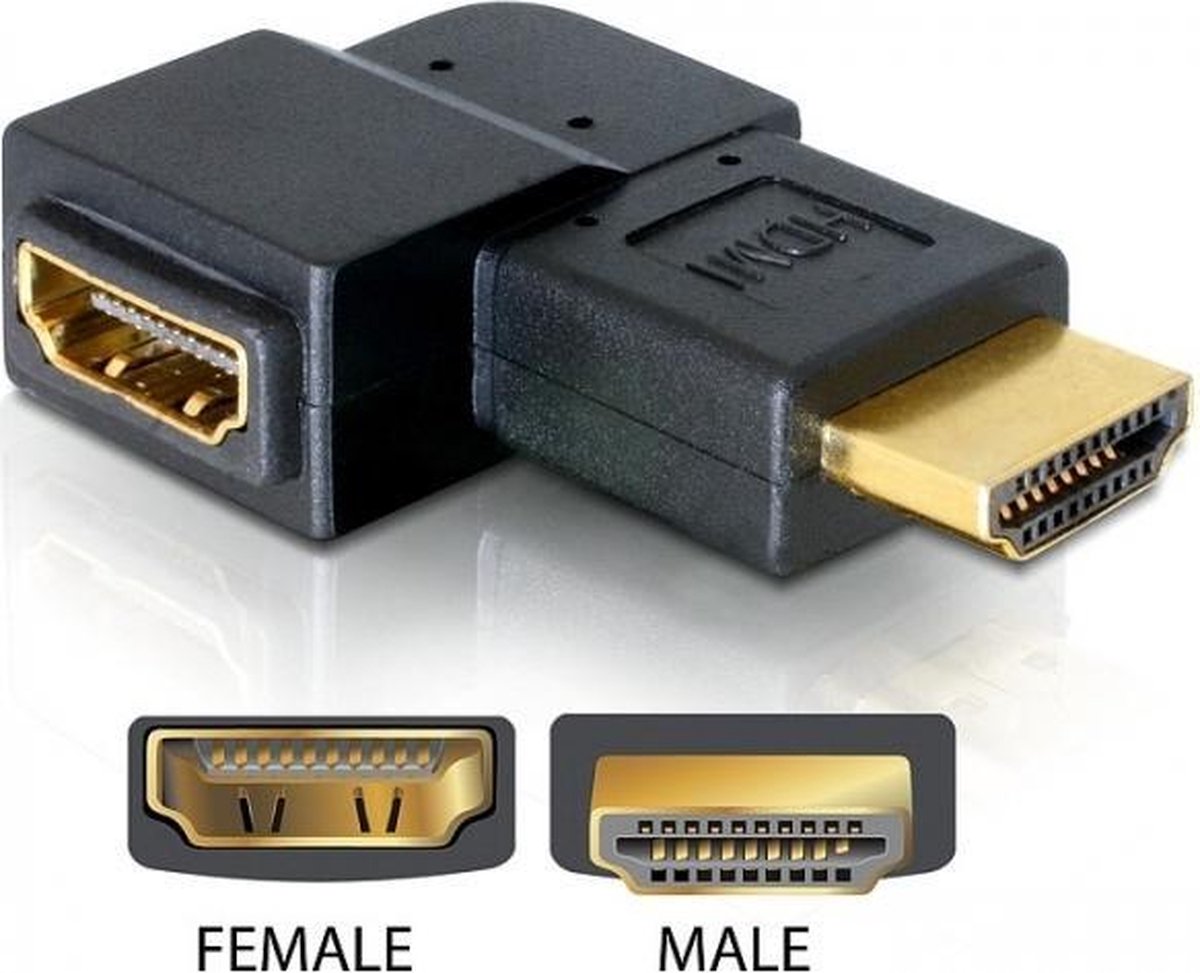 Delock - Adapter HDMI St zu Bu 90Grad gewinkelt-rechts