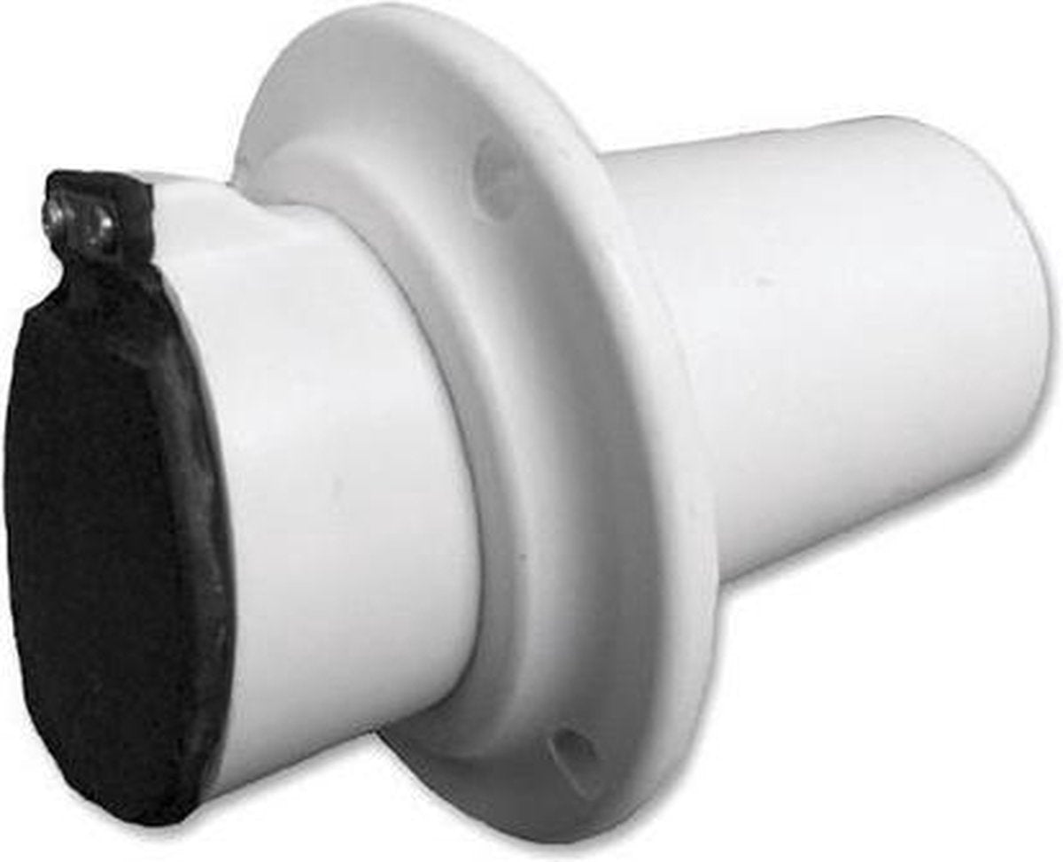 Centek Marine witte kunststof GRP Spiegeldoorvoer Ø51mm met zwarte Terugslagklep