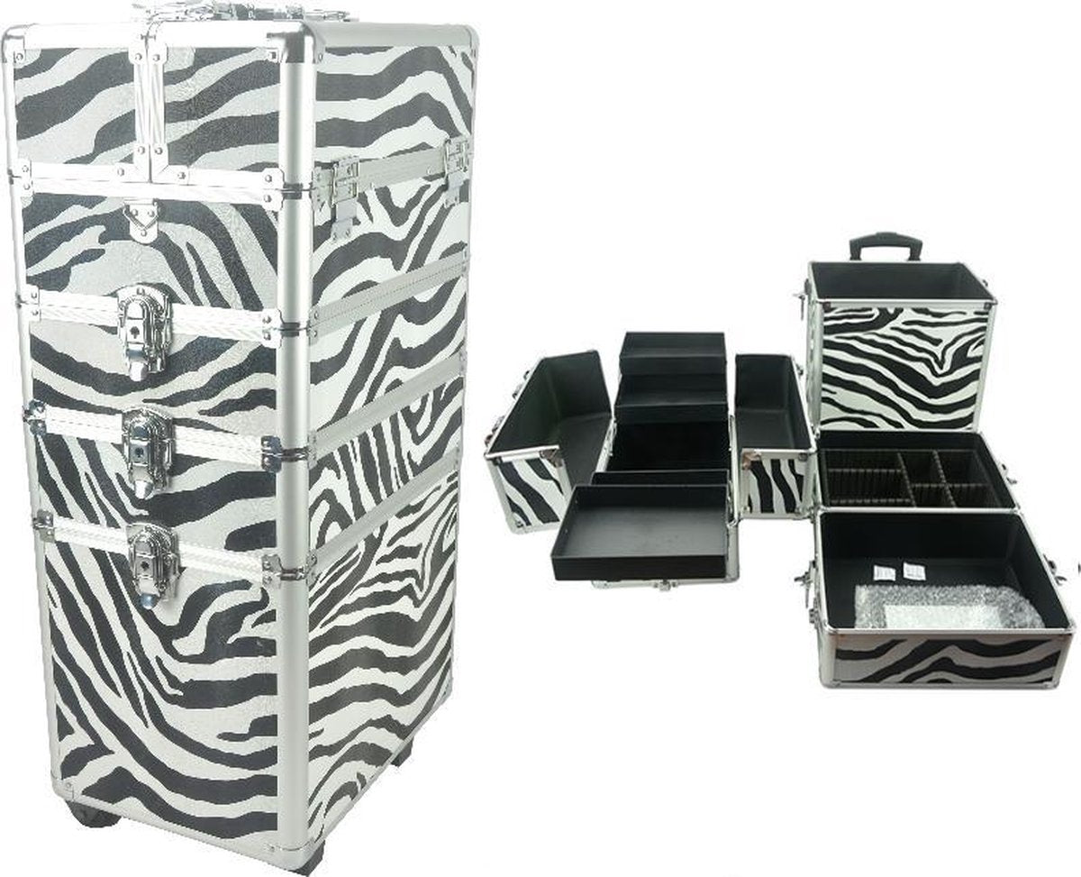 VDD Visagie Make-up Koffer - Beauty Case - Zebra Print