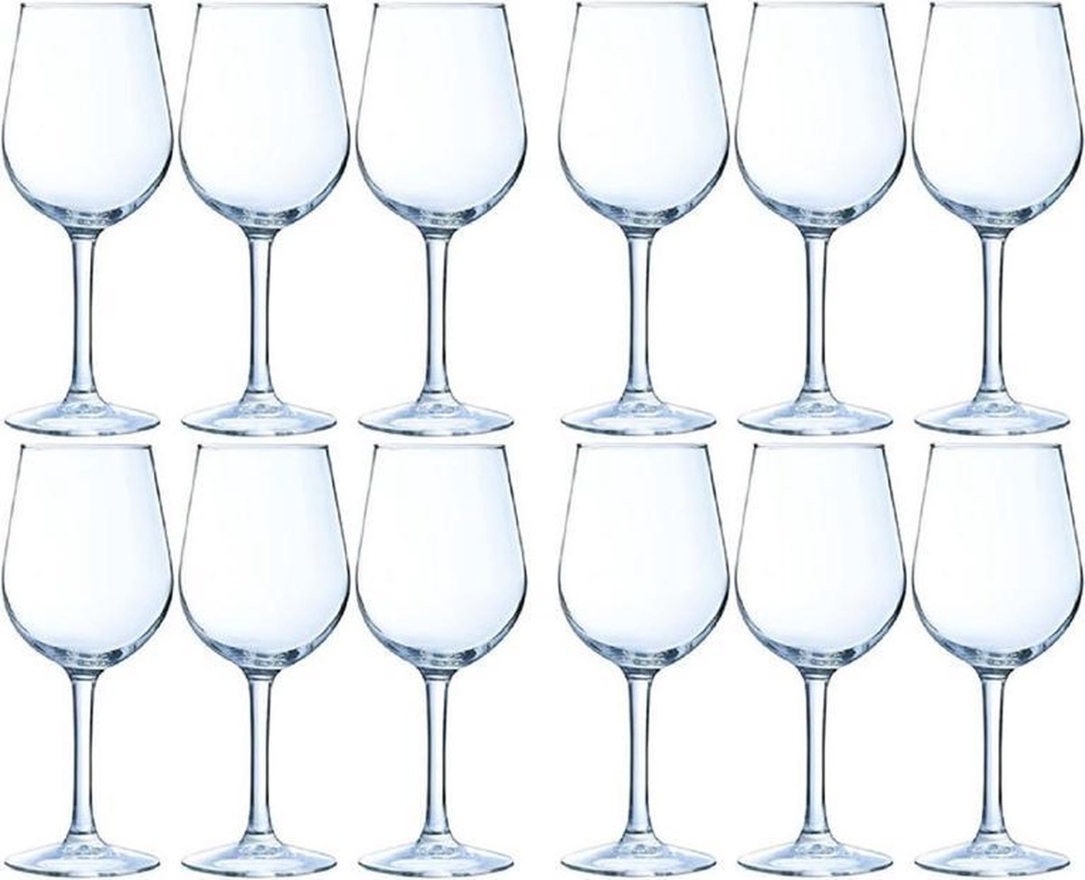 12x Luxe wijnglazen voor rode wijn 370 ml - 37 cl - Rode wijn glazen - Wijn drinken - Wijnglazen van glas