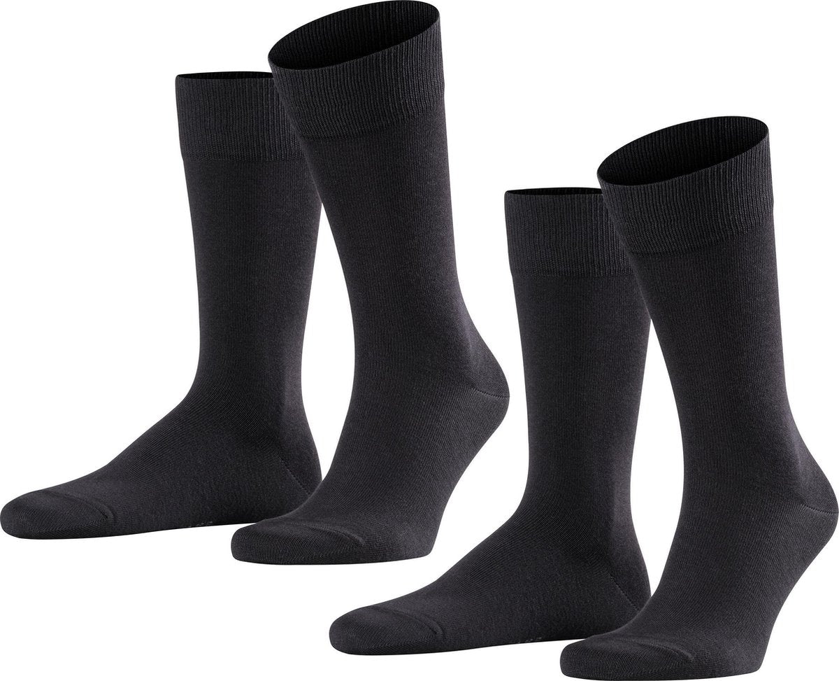 FALKE Happy 2-Pack Heren Sokken - Zwart - Maat 43-46