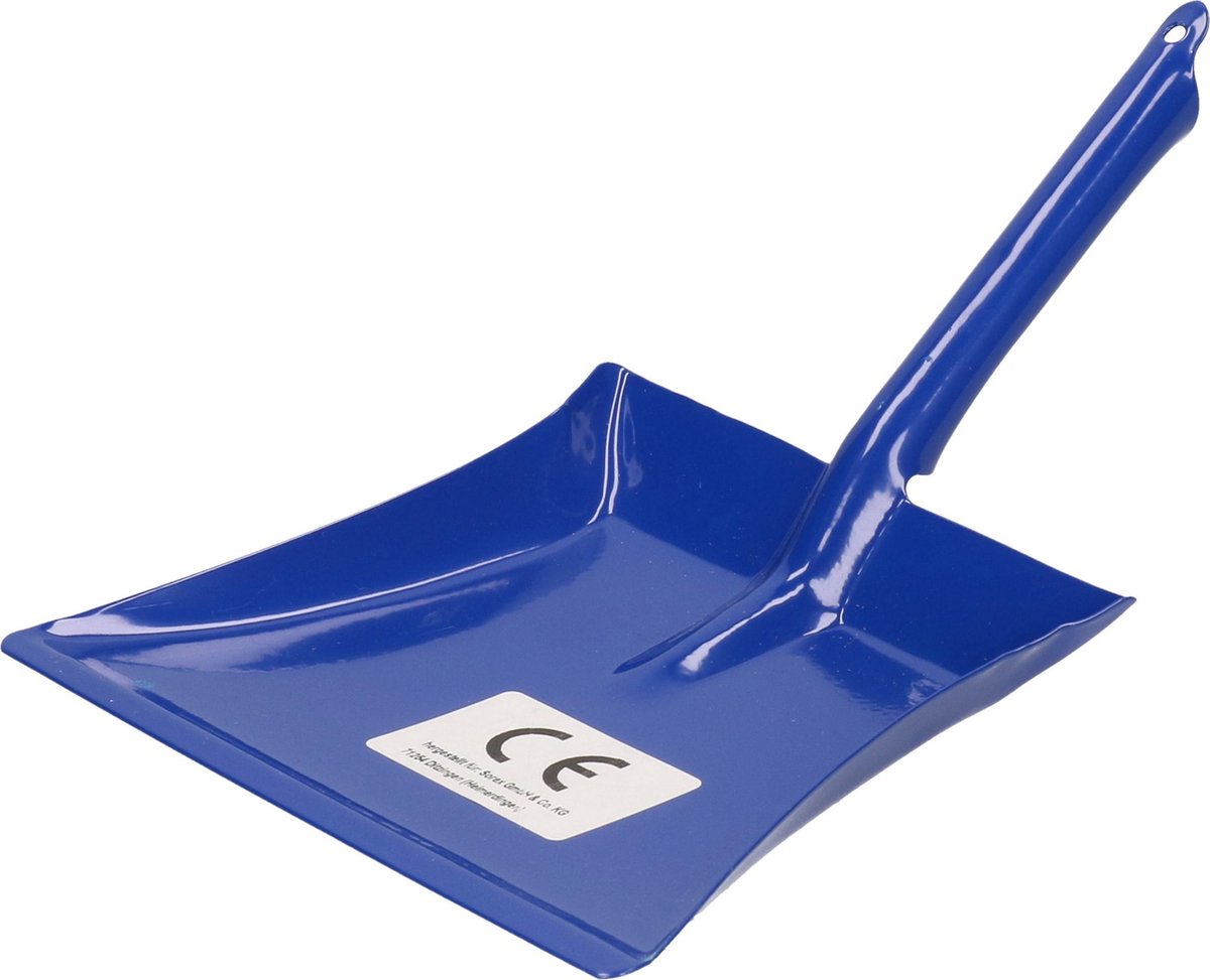 Kinder stoffer blik blauw van metaal 13 x 10 cm - Kinderspeelgoed schoonmaakartikelen