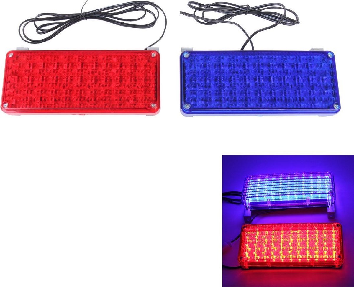 10W 44 LED's Rood licht + Blauw licht Knipperend stroboscoopwaarschuwingslicht
