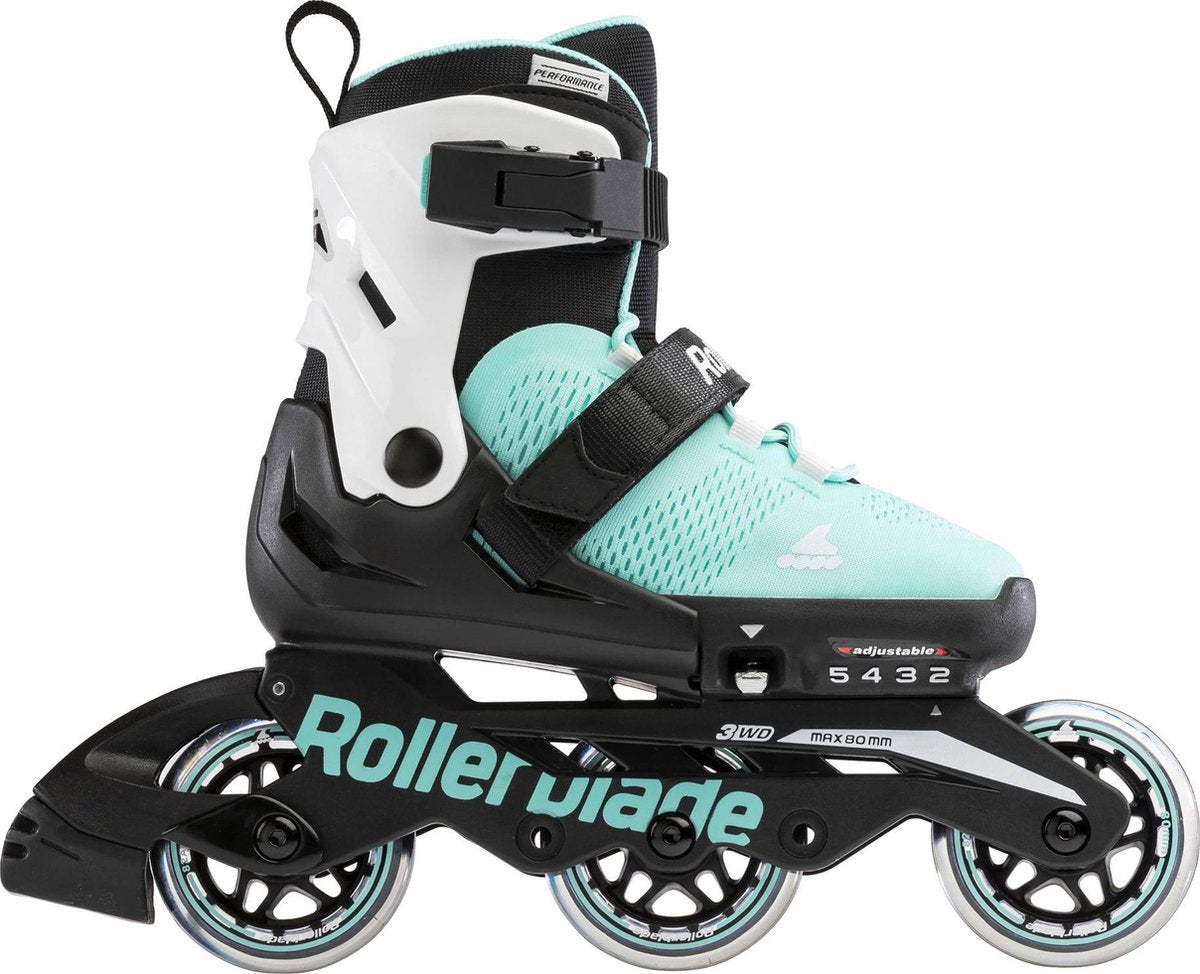 Rollerblade Microblade 3WD Inlineskates - Maat 33-36 - Unisex - zwart - mint groen - wit